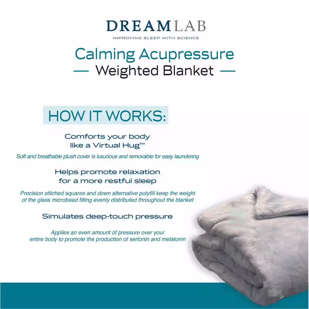 None Weighted Acupressure Plush Grey Blanket With Removable Cover