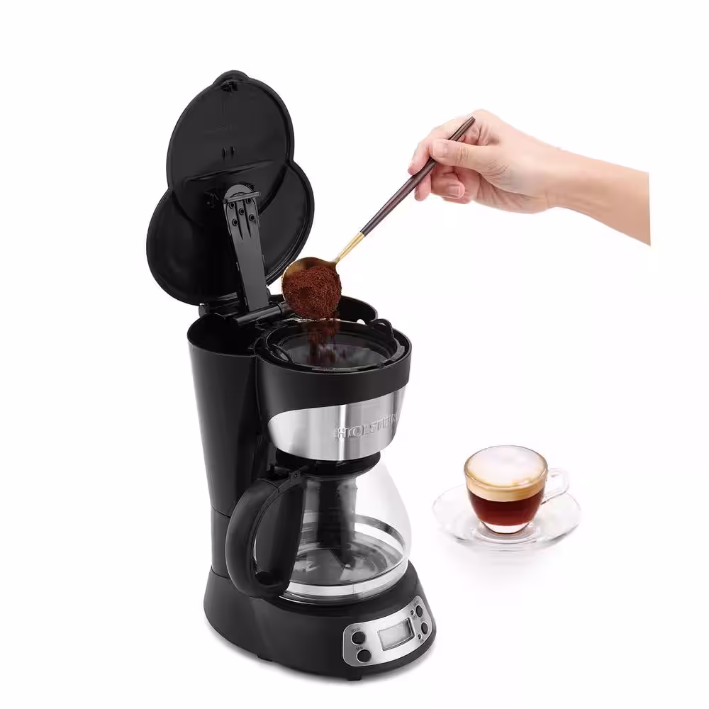 HOLSTEIN HOUSEWARES 5-Cup Black Digital Coffee Maker