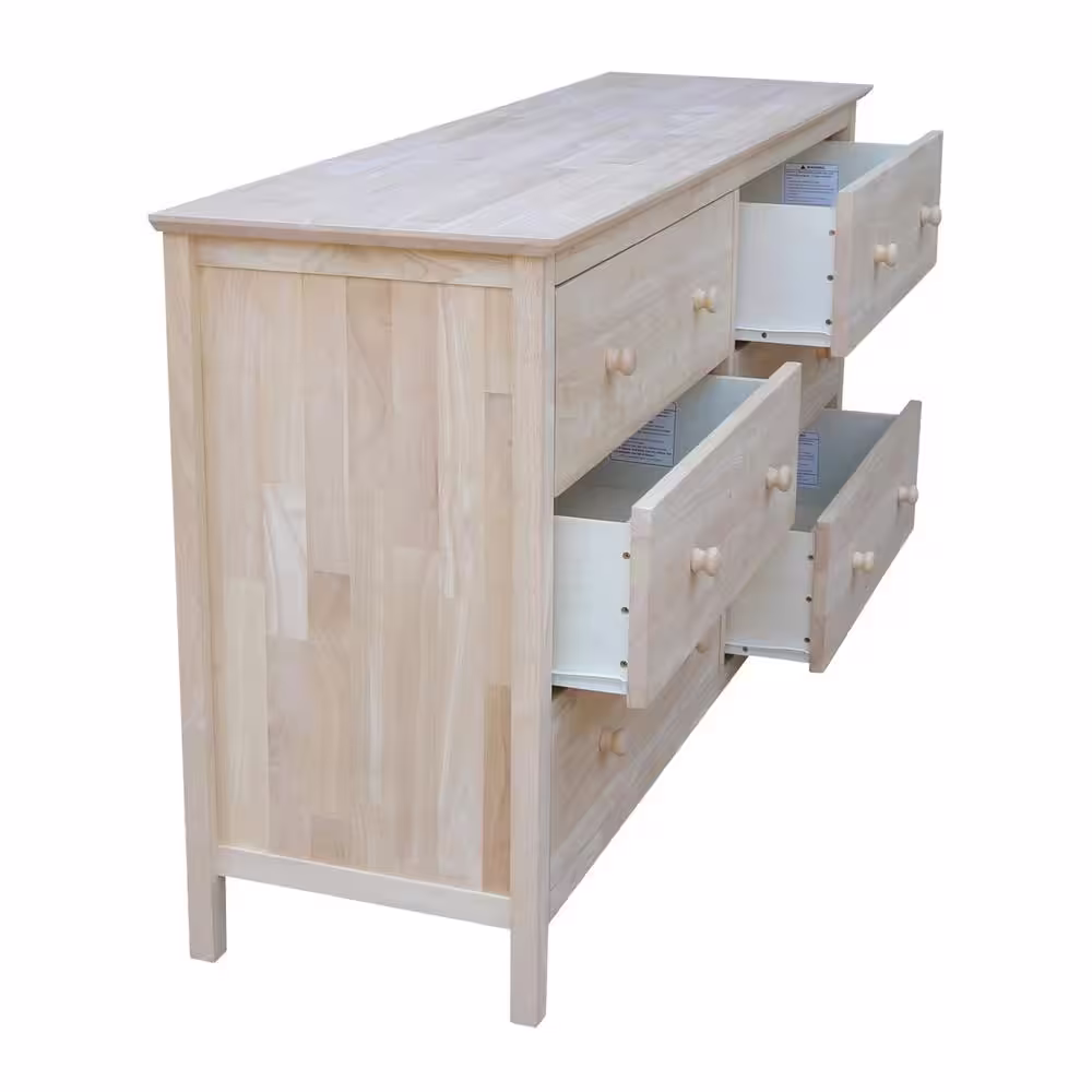 International Concepts Brooklyn 6-Drawer Unfinished Wood Dresser