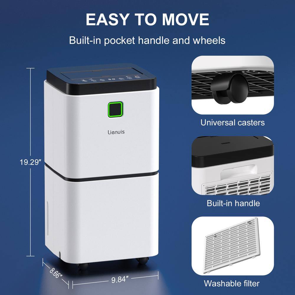 Elexnux 25 pt. 1,500 sq. ft. Dehumidifier for Home and Basements in White with Bucket