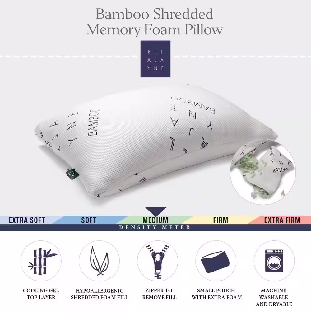ELLA JAYNE Soft Shredded Memory Standard Size Pillow
