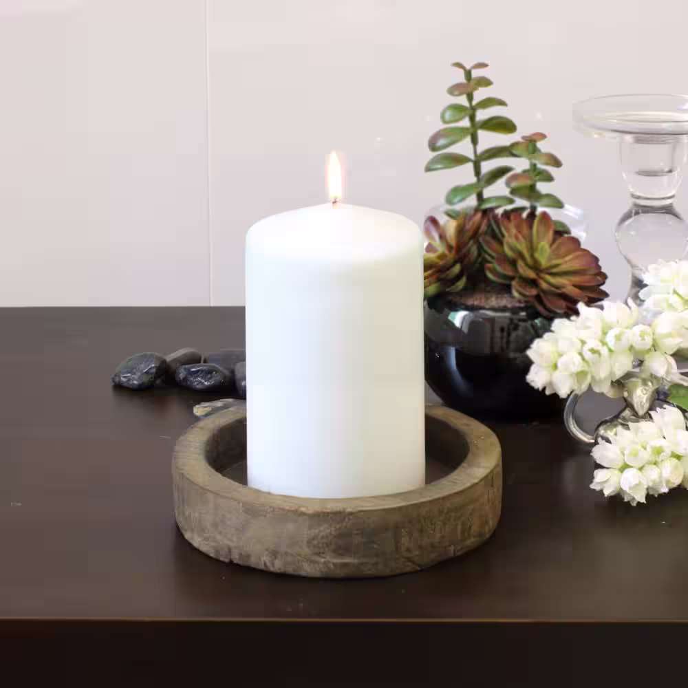 Stonebriar Collection 6 in. White Unscented Pillar Candles (Set of 6)