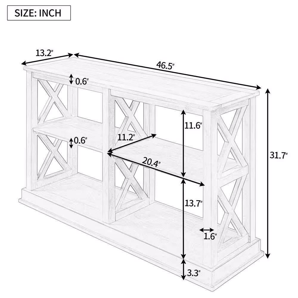 Harper & Bright Designs 46.5 in. L Blue Rectangle Wood Console Table with X Shape Legs