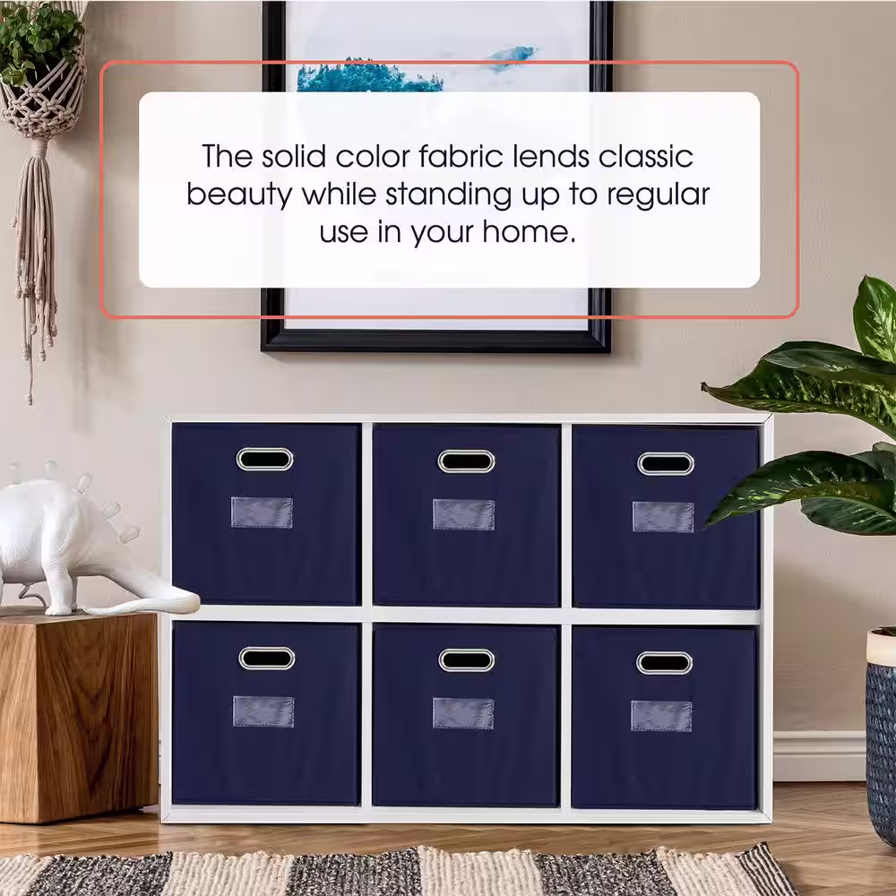None 6-Pack Foldable Fabric Storage Cube Bins Shelf Basket with Dual Handles and Window Pocket