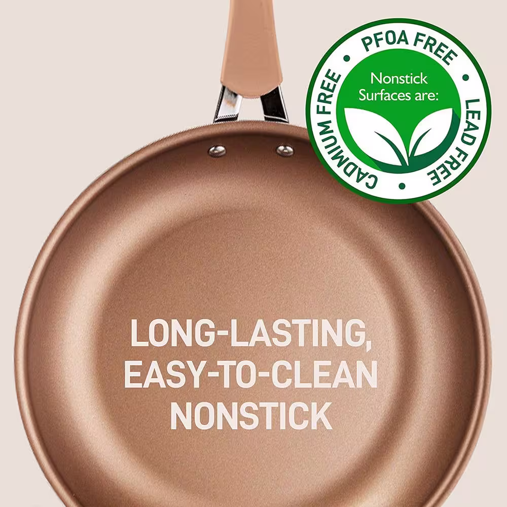 NutriChef 20 Piece Ceramic Nonstick Cookware Set in Bronze