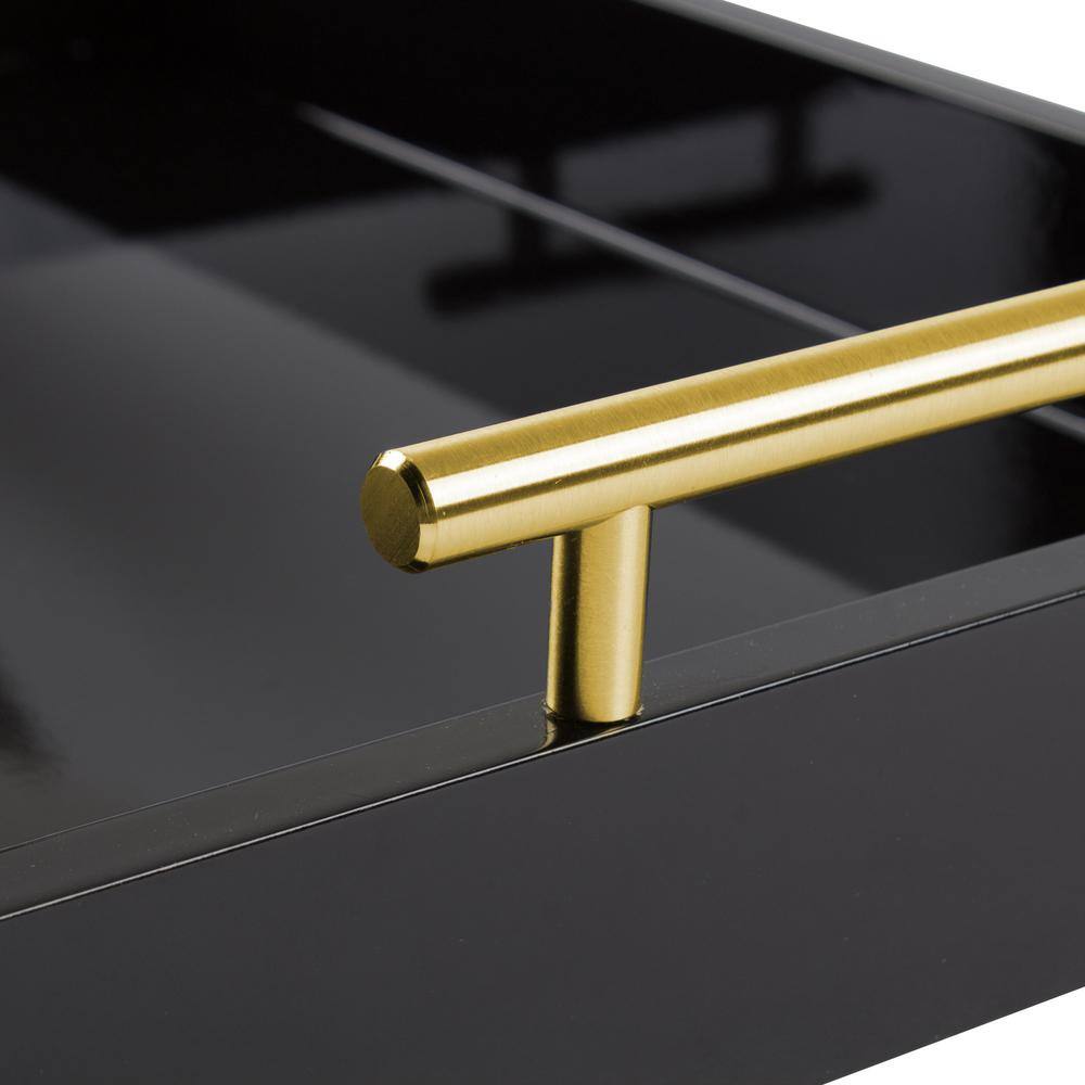 Kate and Laurel Lipton 24 in. x 10 in. Black Rectangle Decorative Tray