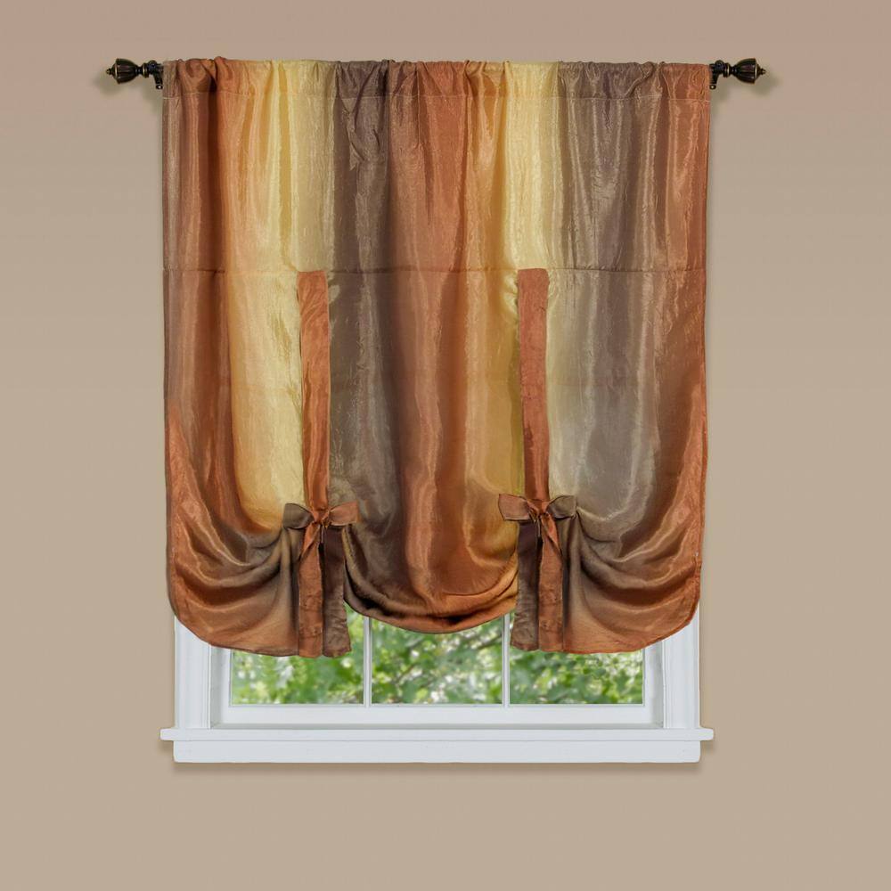 ACHIM Ombre 50 in. W x 63 in. L Polyester Light Filtering Window Panel in Autumn