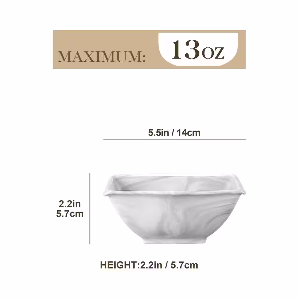 MALACASA Blance 12 fl.oz Marble Gray Porcelain Cereal Bowl (Set of 6)