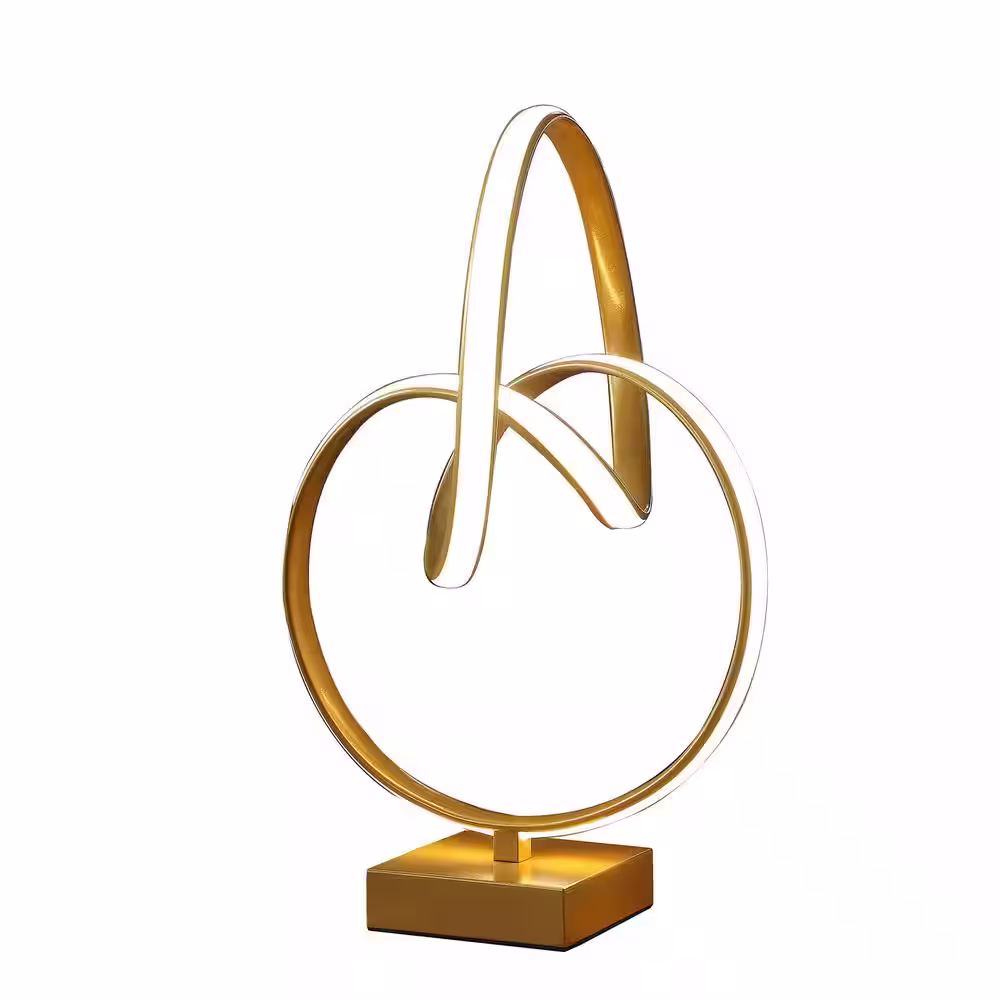 ORE International 19 in. Matte Gold Abstract Infinity Modern Table Lamp