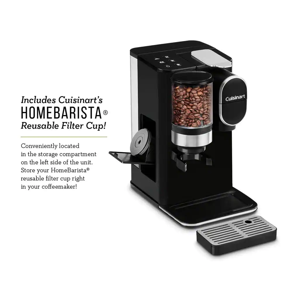 Cuisinart Grind and Brew Single Serve 1-Cup Black Coffee Maker with 48 oz. Water Reservoir and Conical Burr Mill
