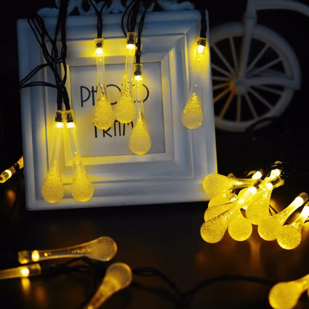 None Outdoor 20 ft. Solar Novelty Bulb 30 LED String Light Warm White with Water Resistance Garden Patio Fence