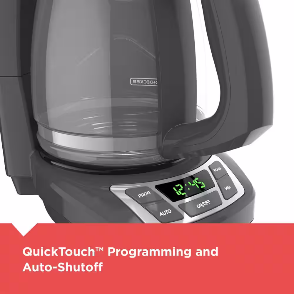 BLACK+DECKER 12-Cup Gray Programmable Coffee Maker