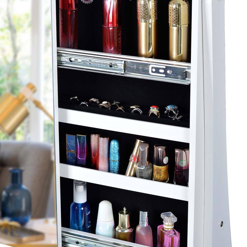 None Rectangular White MDF Full Mirror Simple Jewelry Storage Mirror Cabinet